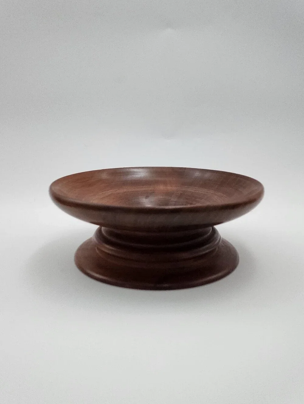 Mid-Century Modern Real Walnut Wood Small Pedestal Serving Bowl